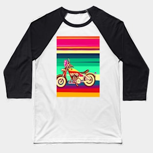 FUNKY RETRO STYLE MOTORCYCLE ON A BEACH Baseball T-Shirt